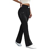 keriffe Women Workout Bootcut Yoga Pants with Pockets High Waisted Gym Flare Leggings Tummy Control