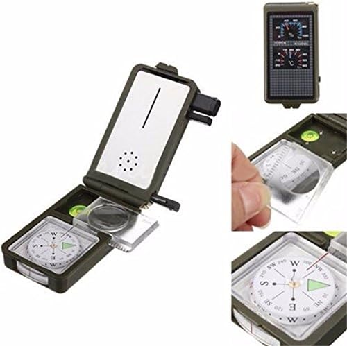 10 In 1コンパス 温度計 湿度計 Ledライト リフレクター 水準器 定規 笛 虫眼鏡 キャンプ用ハイキングキットアウトドアサバイバル機器 コンパス フリント おすすめ特集