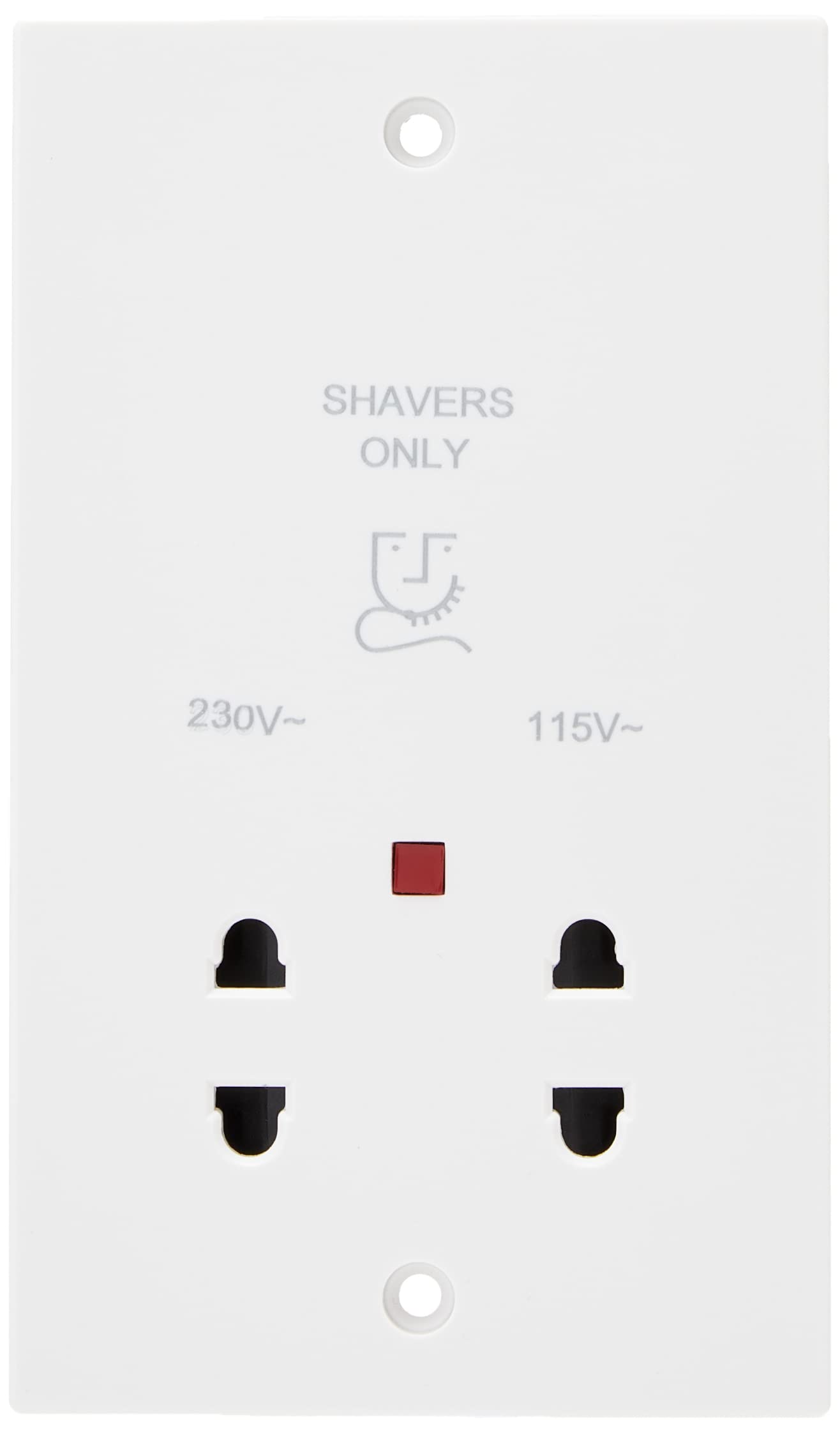 Knightsbridge SN8900N White Square edge Plastic 115/230V Dual Voltage Shaver Socket with Neon