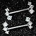Pierced Owl 14GA Stainless Steel Triple CZ Crystal Curve Nipple Barbells, Sold as a Pair