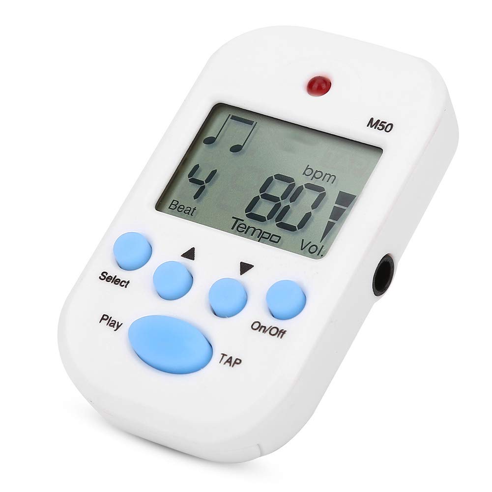 Elprico LCD Digital M50 Metronome Digital Metronome, 5 Colors Clip-On Digital Beat Tempo Metronome Tempo Metronome, Easy to Use Mini Metronome, for Beth for Piano(white)