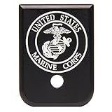 (Black) Glock 9mm & .40 Cal Magazine Base Plate Engraved with Marine Corps Logo
