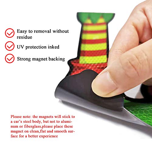 Bright Reflective Merry Christmas car Magnet Decorations Set,Jumbo Elf Legs Car Magnet Reflective Decal for Car Fridge Garage Mailbox Vehicle Truck Xmas Holiday Décor(Elf Legs),5pack