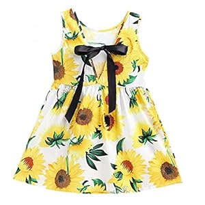 Baby Girl Jurk Mouwloos Flower Gedrukt Vest Princess Dress for Infant Girl White Sunflowers 100cm