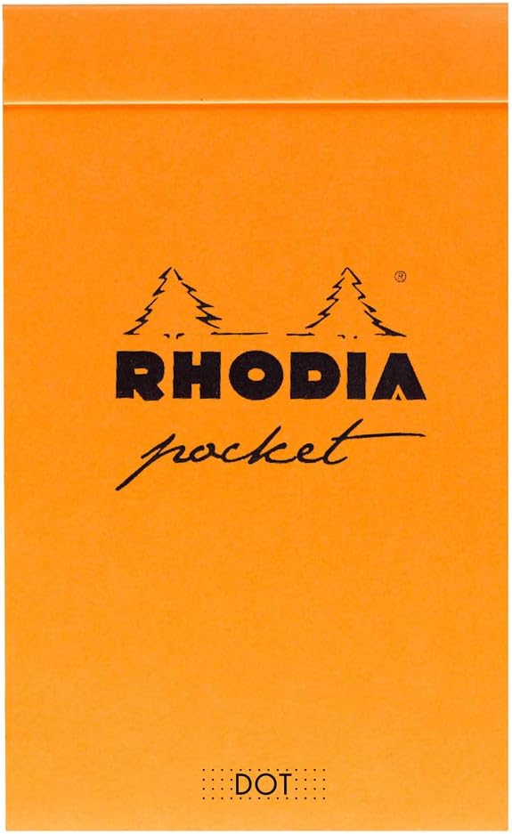 RHODIA 8550C, Pocket Stapled Notepad Black or Orange, 7.5 x 12 cm, Dotted Dot, 40 Detachable Sheets, 80G Clairefontaine Paper - Image 3