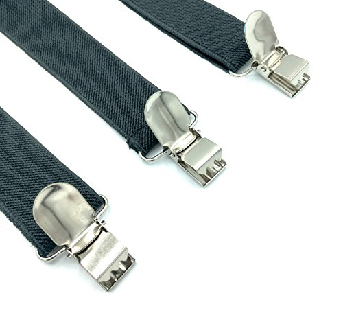 Trilece Bow tie and Suspenders for Men Women Adults - Adjustable Elastic Y Back Style Suspender and Bowtie set - 2 in 1 - (Grey)