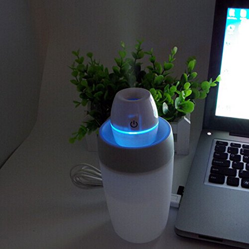 Smart Frog Portable Mini USB Car Humidifier Cool Mist Humidifier Air Purifier for Room and Car with Water Bottle (Blue)