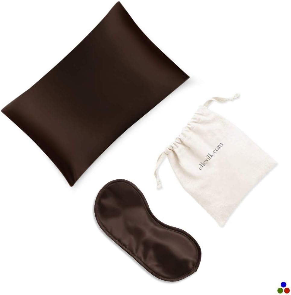 ElleSilk Pure Silk Sleep Mask for Sleeping, Mulberry Silk Pillowcase, Anti Bed Head, Anti Sleep Crease, Prevent Wrinkles, Ultra Soft, Gift Box, Chocolate, Queen Size 50 x 75cm