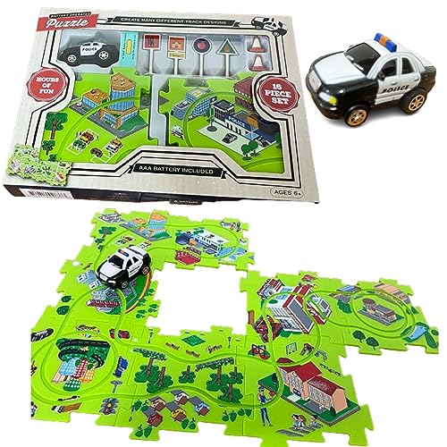 Puzzle Board Jigsaw Puzzles. BO Police Car Toy Vehicle Themed Floor Puzzle Car Play Mat. Car
