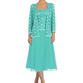 Tea Length 2 Piece Mother of The Bride Dresses with Jacket Laces Mother of The Groom Dresses Formal Evening Dress