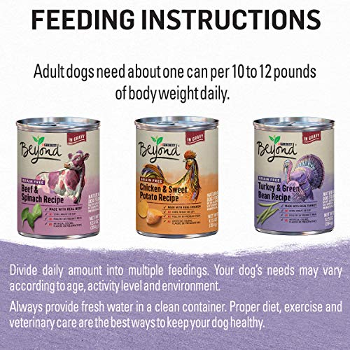 PURINA BEYOND GRAVY, BEEF, CHICKEN OR TURKEY IN GRAVY GROUND ENTREE GRAIN FREE WET DOG FOOD VARIETY PACK – (PACK OF 6) 12.5 OZ. CANS