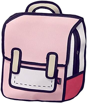 3D Drawing Paper Backpack School Bag Comic Vintage Backpack Laptop Bag for Teenagers (Square Pink)