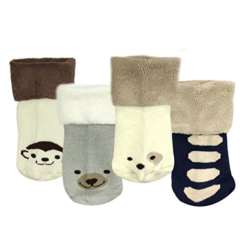 Bowbear Baby Boys 4 pair Winter Furry Friends Socks