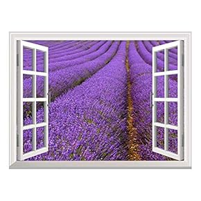 Removable Wall Sticker/Wall Mural - Lavender Field | Creative Window View Wall Decor - 24"x32"