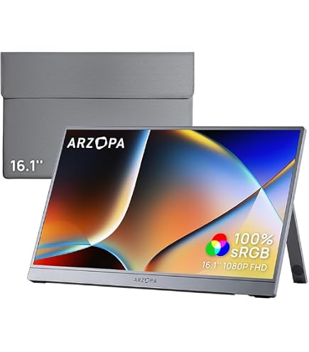 Amazon.com: ARZOPA Portable Monitor & Sleeve, 16.1'' 100% sRGB FHD