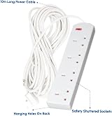 1ABOVE 4 Gang Extension Lead 10m White UK Plug BS1363 UKCA Certified view 4