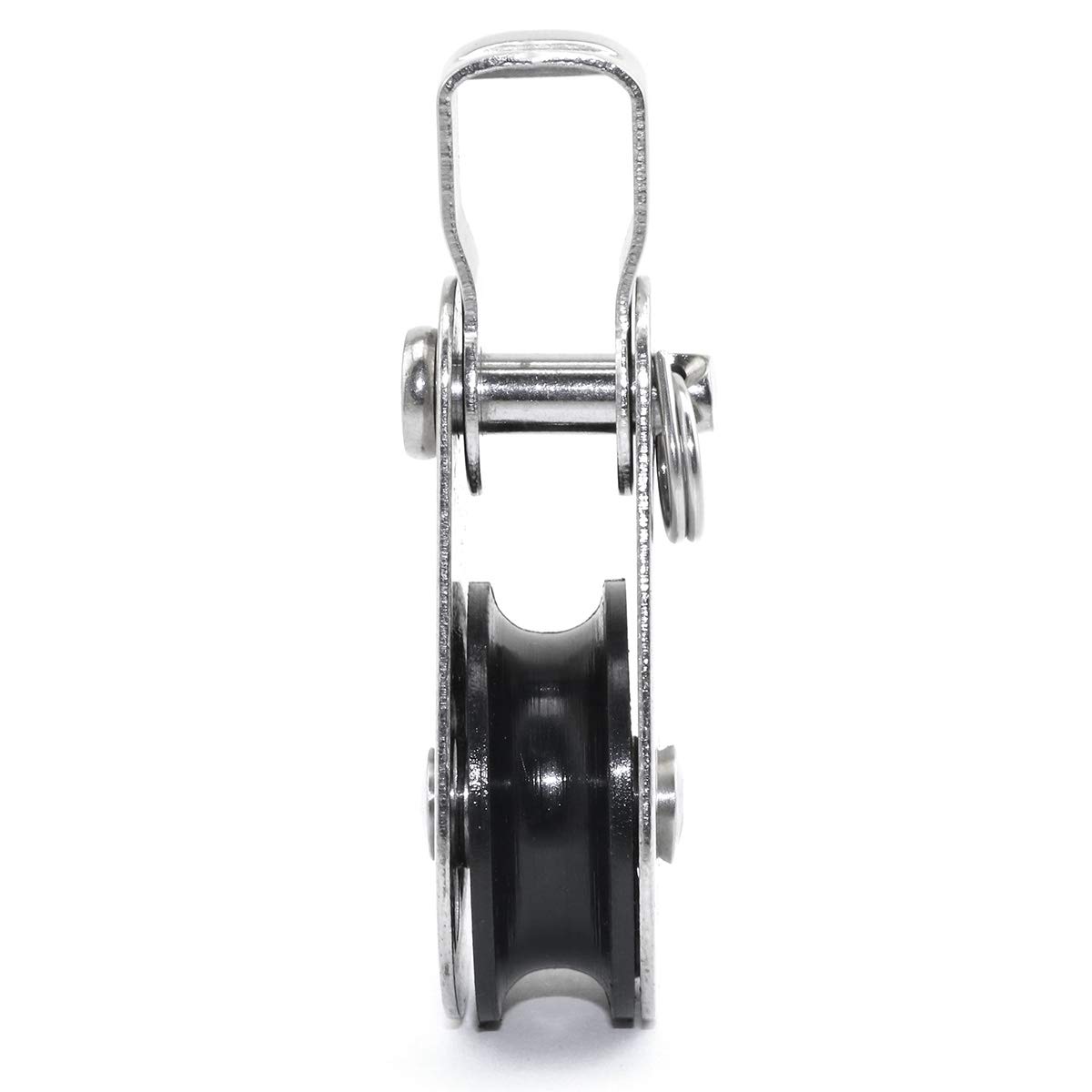 Pulley Blocks heyous 2 Sets Stainless Steel Pulley and Nylon Pad Eyes