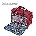 HOMEST Sewing Machine Carrying Case with Multiple Storage Pockets, Universal Tote Bag with Shoulder Strap Compatible with Most Standard Singer, Brother, Janome, Red (Patent Design)