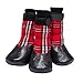 PUPTECK Anti-Slip Dog Socks with Straps Traction Control Waterproof Paw Protector for Indoor Outdoor Wear Red XL