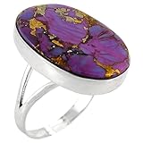Purple Turquoise Ring in Sterling Silver 925 Sizes 5 to 12