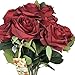 DALAMODA Burgundy 2 Bundles (with Total 20 Heads) Rose Flower Bouquet, for DIY Any Decoration Artificial Silk Flower