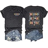 AMWIPE Be Kind Shirt for Women Teacher Kindness Positive Message Tshirt Dandelion Graphic Summer Tee Tops