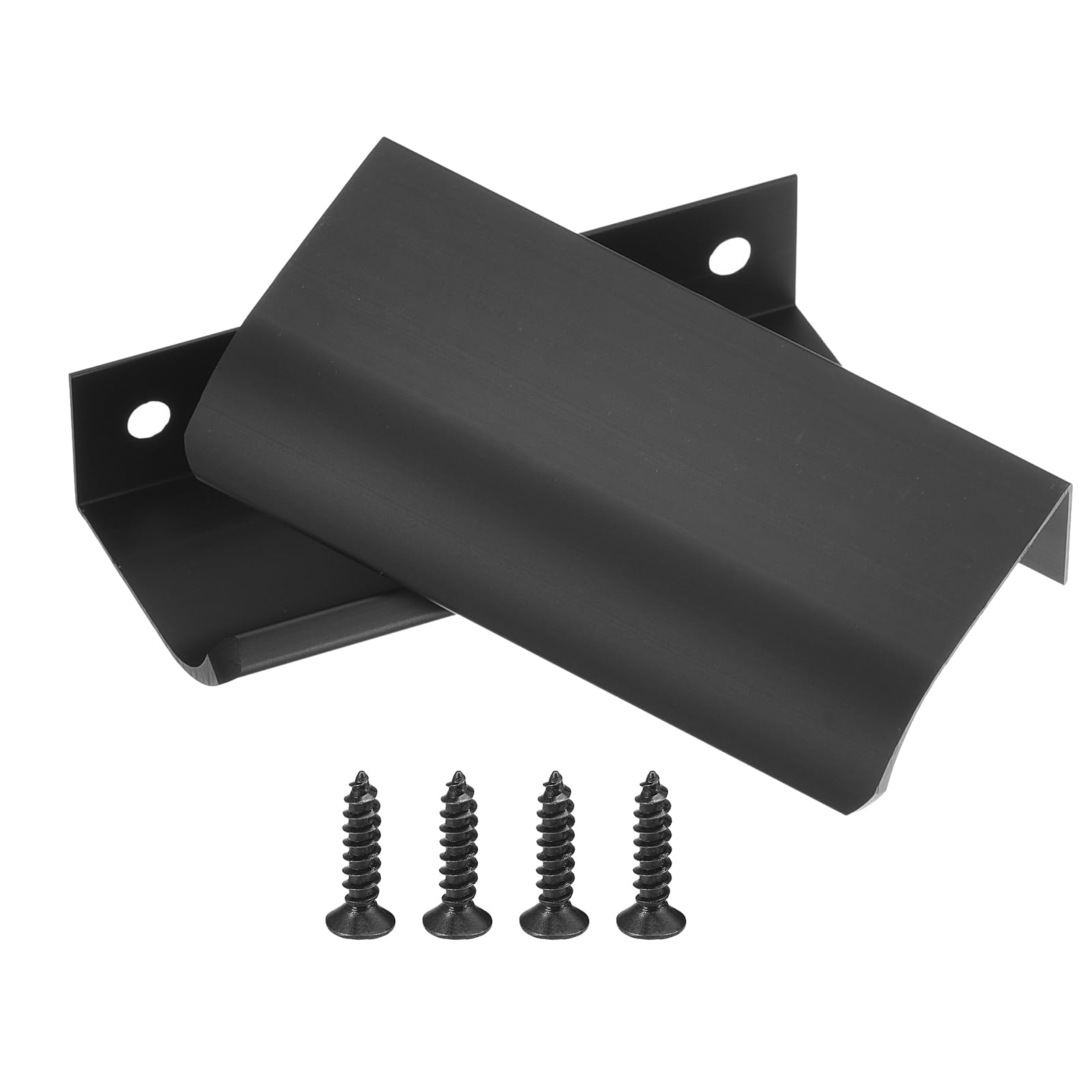 Uxcell 10pcs Finger Pulls for Cabinets, Matte Black Edge Drawer Pulls Cabinet Finger Pull 64mm/2.5in Hole Center,Furniture Drawer Handles Hidden Cabinet Handle