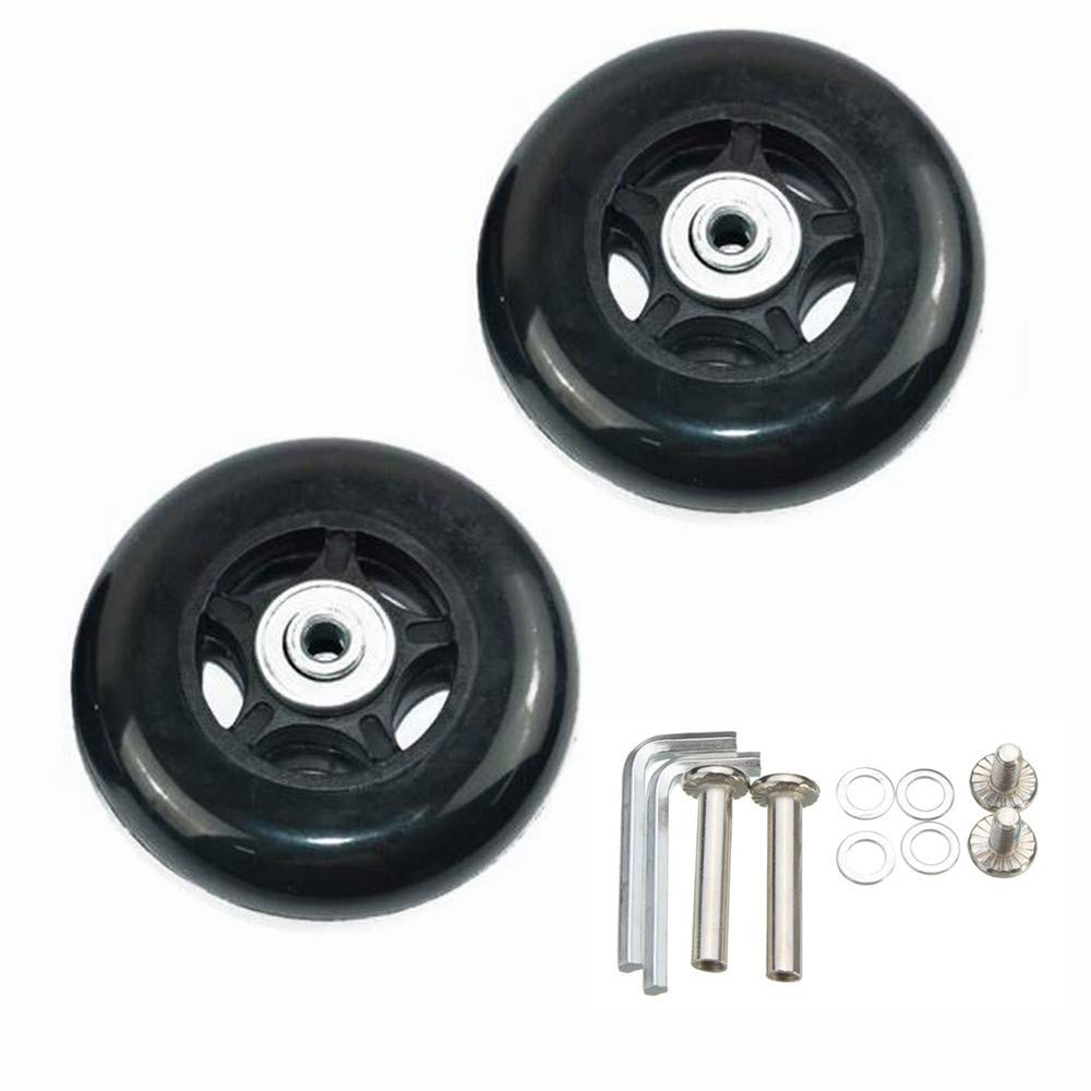 1 Pair Luggage Suitcase wheels Replacement OD 80mm with Axles Wrench Bearings Repair Tool Kit (80mmX24mmX6mm) — image 1