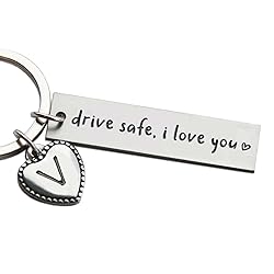 Personalized Initial Key Chain Gift, Drive Safe I