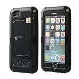 iPhone 6 Case, oneCase? Aluminum Alloy Metal Corning Gorilla Glass Shockproof Dustproof Weatherproof Limited Waterproof Case Military Heavy Protection Hard Cover Kick Stand with charging Cable for Apple iPhone 6 4.7 inch Screen (Black)