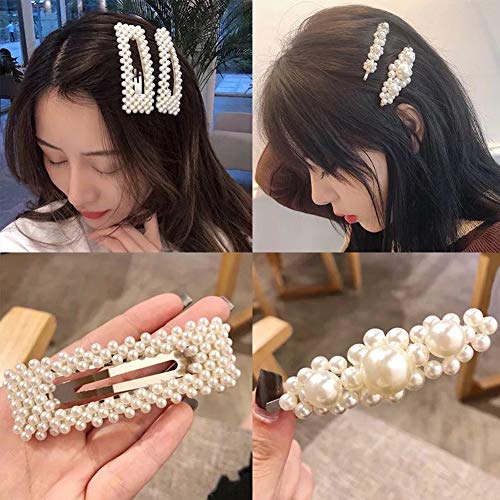 WillingTee 12pcs Pearls Hair Clips Glitter Rhinestones Hair Clips for Women Bling Hairpins Headwear Barrette Styling Tools Accessories