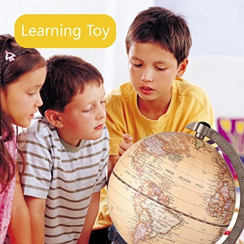 FUN GLOBE 2 in 1 LED World Globe Desktop Decoration Geographic Interactive Earth Globes for Kids & Adults for Educational Toys/Office Supplies/Indoor Decorations/Holiday Gift (Retro, 5 Inches) - Thumbnail 3