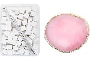 FULINJOY 100Pcs Soft Ombre Nail Art Sponges with Grabbing Pen Sponge Picker and Resin Nail Art Palette for Gradient, French Fade, Blooming and Stamping Polish Application, Manicure Supplies
