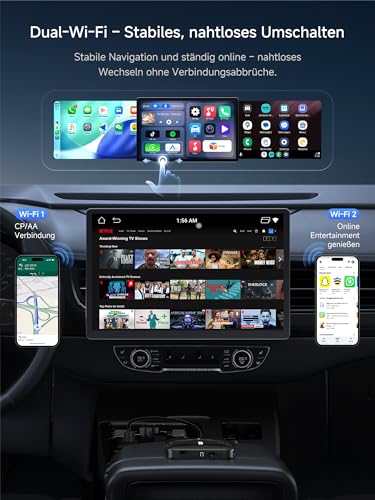 ATOTOSELECT CarPlay Wireless Adapter, Magic AI Box Android Car with Dual WiFi Stability, Compatible with Wired Factory CarPlay & Android Car, for YouTube/Netflix