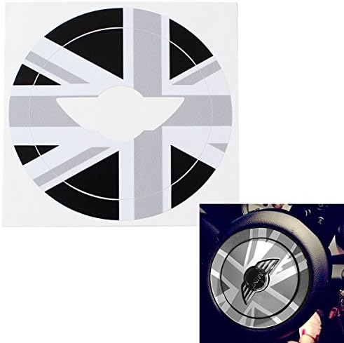 iJDMTOY Black/Grey Union Jack Decal Sticker For 2nd Gen 2007-2013/2014 MINI Cooper Steering Wheel