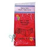 Evershine (12-Pack) Heavy Duty Plastic Table Covers Tablecloth (Reusable) (Rectangle 54" X 108", Red)