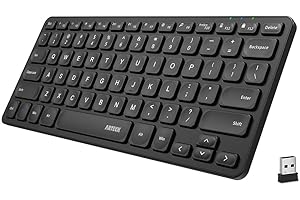 Arteck 2.4G Wireless Keyboard Ultra Slim and Compact Wireless Keyboard with Media Hotkeys for Computer/Desktop/PC/Laptop/Surf
