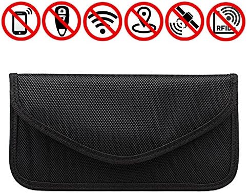 Signal Blocking Bag - Faraday Bag Cell Phone Anti-Tracking Anti-Hacking GPS RFID Signal Blocker Pouch Wallet Case for Car Key FOB Controller and Cell Phone Privacy, Radiation Protector (Black/M)