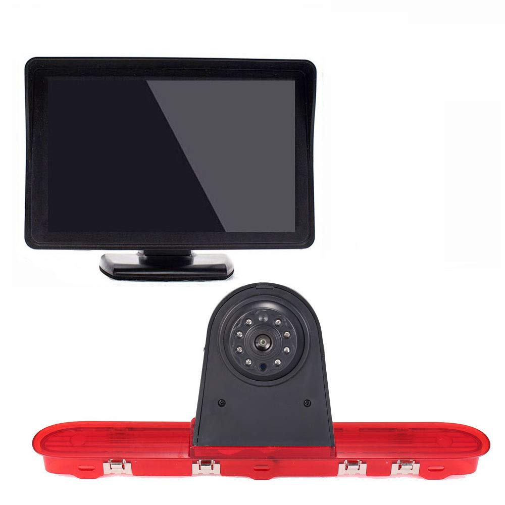 Top Mount Brake Light Rear View Reversing Camera Backup Parking Camera Transporter+4.3 inch TFT LCD Monitor for Toyota ProAce/verso/Citroen Dispatch/Space Tourer/Jumpy/Peugeot Traveller/Expert