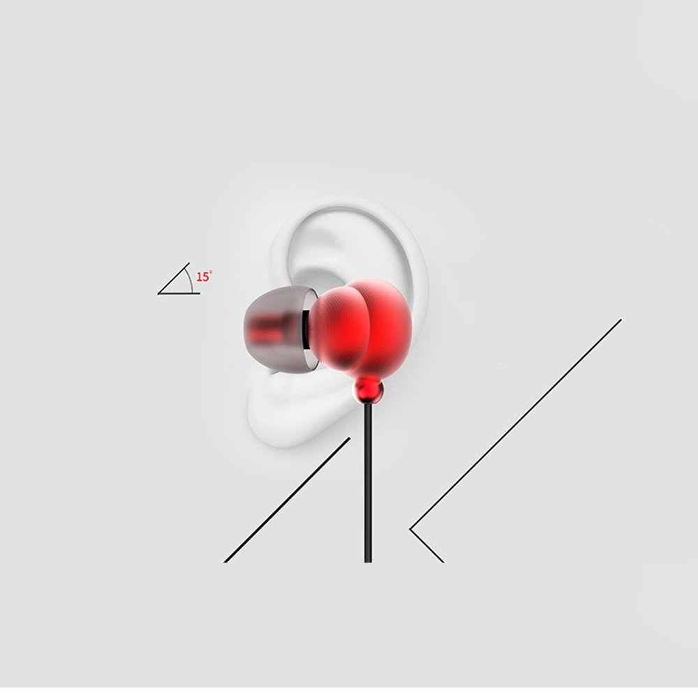 Kaavi Wired Earbuds,In-ear Metal Headphones Heavy Bass Stereo Earphones with Remote and Mic for Apple iPhone and Android Cellphone 3.5mm ,Red