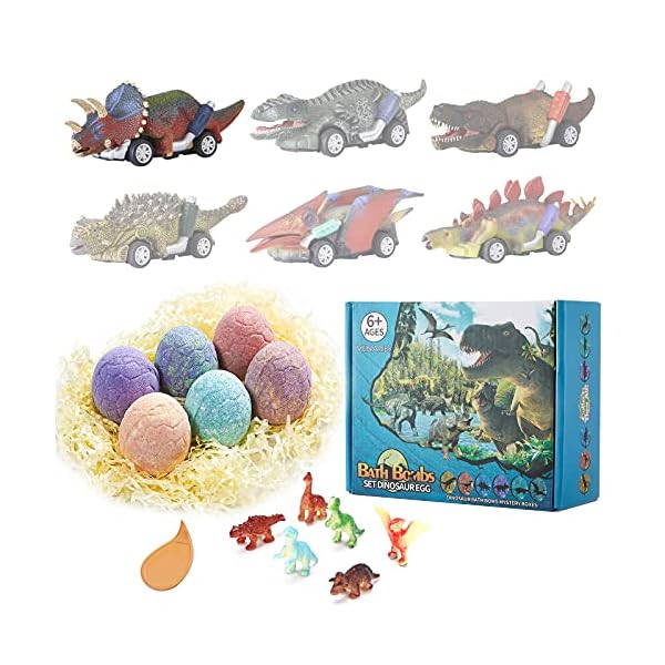 Kids-Bath-Bombs-Venares-Children-Bath-Bombs-with-Surprise-Toys-Inside-Dinosaur-Toys-Gift-Blind-Box-Handmade-Organic-Natural-Fizzy-Bath-Bombs-for-Kids Kid Bath Bombs, Venares Dinosaur Bath Bombs for Kids, 6 x 80G Handmade Organic Natural Fizzy Kids Bath Bombs with Toy…
