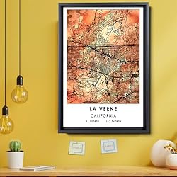 La Verne Map Poster, California Map Art Poster, Map
