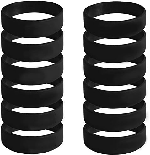G2PLAY 12 Packs of Sports Wristband Bracelets Soft Silicone Rubber Adult (Black-A)