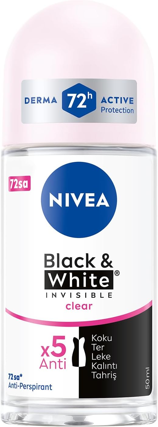 Nivea Invisible Black & White Clear Roll-On Anti-Perspirant Deodorant 50ml Pack