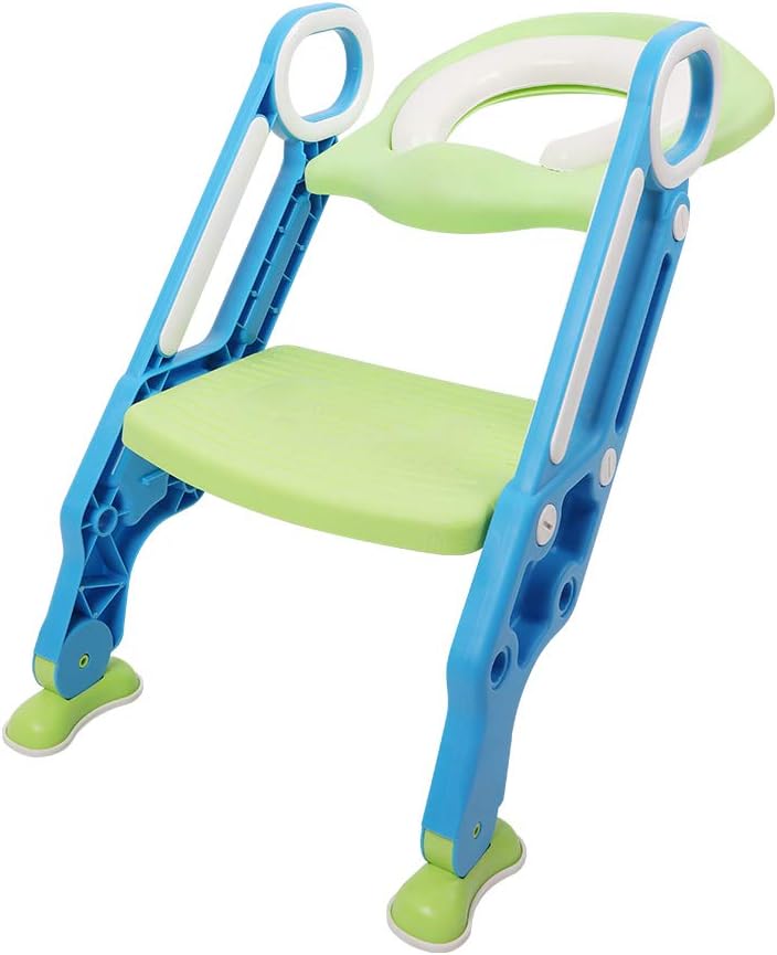 Potty Training Toilet Seat with Step Stool Ladder,Adjustable Baby Toilet Trainer Seat with Soft Anti-Cold Padded Seat and Sturdy,Comfortable Handles, Suitable for Boys and Girl