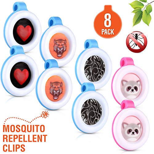 Premium Clip On Mosquito, Bug & Insect Repellent [8-Pack] | Super Cute, Safe & Effective Bug Repeller Clipons | Camping, Hiking, Indoor & Outdoor Protections for 1400 Hours | No Skin Contact ...