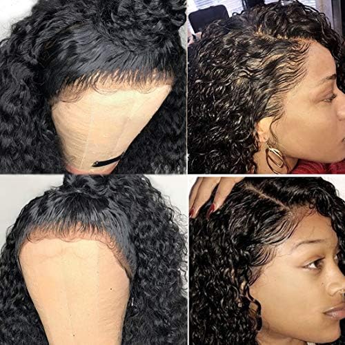 Andria Brazilian Human Hair Wigs Short Bob Loose Deep Curly Glueless Full Lace Wig Baby Hair Bleached Knot Preplucked Hairline 150% Density Natural Color For Black Women 8 Inch