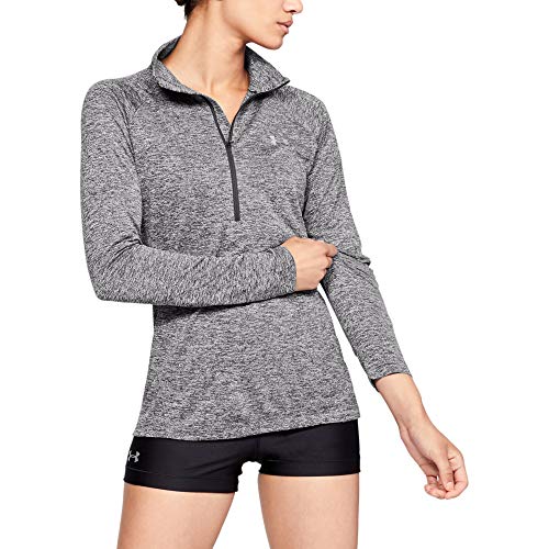 UNDER ARMOUR womens Tech Twist ½ Zip Long Sleeve Pullover, Charcoal (019)/Metallic Silver, Medium