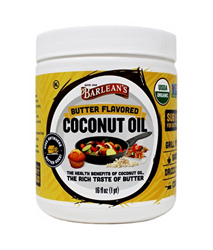 Barlean s organic oils butter flavored coconut oil, 16 ounce