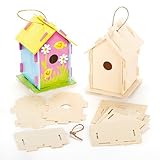 Baker Ross Wooden Birdhouse Kits (Pack of 2) Make Your Own Wood Crafts to Paint and Decorate for Children